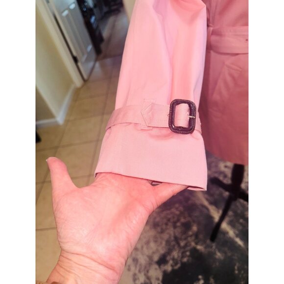 Jones New York Signature Pink Double-Breasted Trench Coat L Barbie Legally Blond - Picture 9 of 13